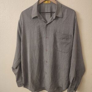 Vintage Andre Michel Blue/White Quatrefoil Longsleeve Button Down Shirt Mens XL